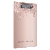 Roos gouden glitter druipt roze naam klembord (Rechts)