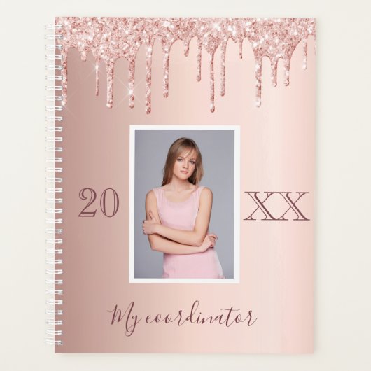 Roos gouden glitter druppels foto planner (Voorkant)