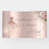 Roos Gouden Glitter Druppels, Kledingbloemen Sweet Spandoek (Horizontaal)