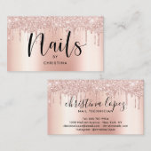 Roos gouden glitter druppelt metallic sierlijke sp visitekaartje (Voorkant / Achterkant)