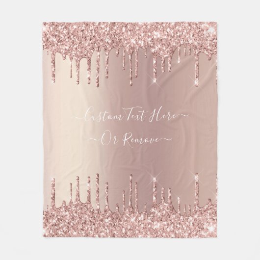 Roos Gouden Glitter Fleece Deken met Aangepaste Te (Voorkant)