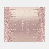 Roos Gouden Glitter Fleece Deken met Aangepaste Te (Voorkant (Horizontaal))