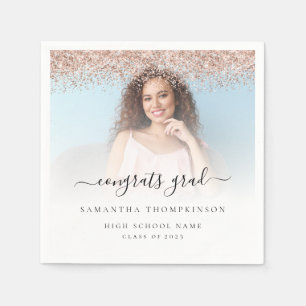 Roos Gouden Glitter Foto 2024 Gefeliciteerd Afstud Servet