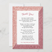 Roos Gouden Glitter Gedicht baby shower Dank u opm Bedankkaart (Voorkant)