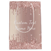 Roos Gouden Glitter Gift Bag met aangepaste tekst Medium Cadeauzakje (Voorkant)