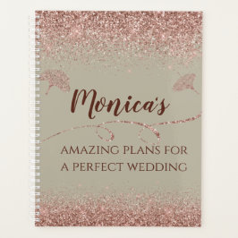 Roos gouden glitter gingko bladeren op grijs bruil planner