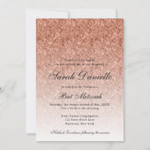 Roos Gouden Glitter Glam Bat Mitzvah Kaart (Voorkant)