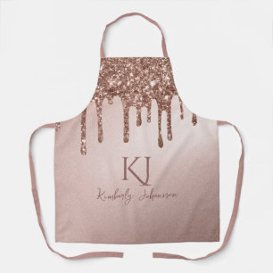 Roos Gouden Glitter Glam & Monogram Initialen Schort