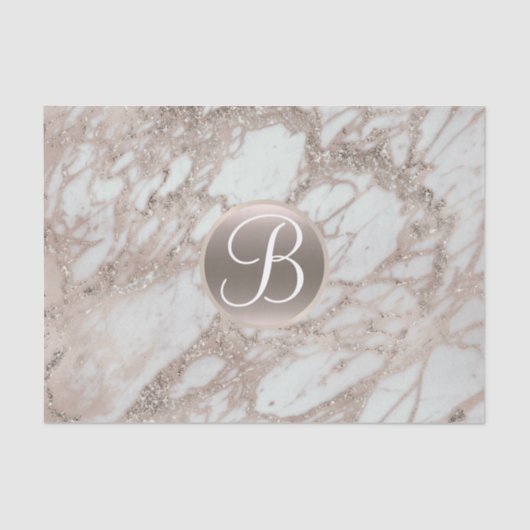 Roos Gouden Glitter Glam Monogram Letter Initiaal Tissuepapier (Voorkant)