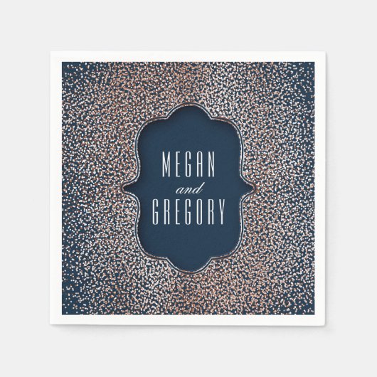 Roos Gouden Glitter  Glamour Bruiloft Servetten (Voorkant)