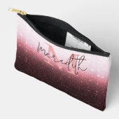 Roos gouden glitter gradiënt gepersonaliseerd etui (Open)