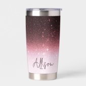 Roos gouden glitter gradiënt gepersonaliseerd geïsoleerde drinkbeker (Links)