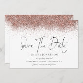 Roos gouden glitter grens bruiloft save the date (Voorkant / Achterkant)