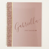 Roos Gouden Glitter Hart Gepersonaliseerd 2025 Planner (Voorkant)