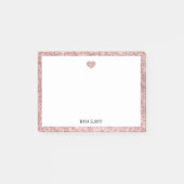 Roos Gouden Glitter Hart & Rand met Wit Post-it® Notes (Voorkant)