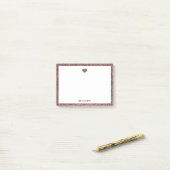 Roos Gouden Glitter Hart & Rand met Wit Post-it® Notes (Op bureau)