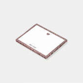 Roos Gouden Glitter Hart & Rand met Wit Post-it® Notes (Schuin)