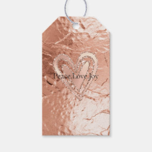 Roos Gouden Glitter Hart Vrede Liefde Joy Quote Cadeaulabel