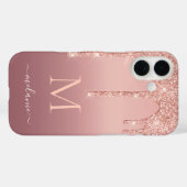 Roos Gouden Glitter iPhone Case Aangepaste Naam Le (Achterkant (horizontaal))