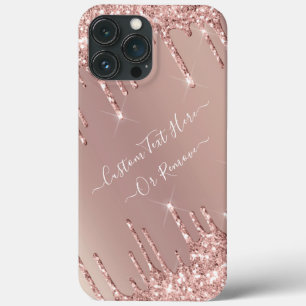 Roos Gouden Glitter iPhone Case met aangepaste tek