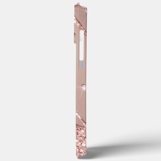 Roos Gouden Glitter iPhone Case met aangepaste tek (Achterkant / Links)