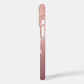 Roos Gouden Glitter iPhone Case met aangepaste tek (Achterkant / Links)