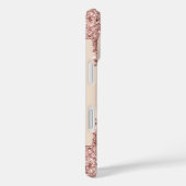 Roos Gouden Glitter iPhone Case met aangepaste tek (Achterkant / Rechts)