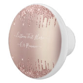 Roos Gouden Glitter Keramische Knop met Custom Tex (Rechts)