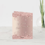 Roos Gouden Glitter Kerst Kaart (Achterkant)