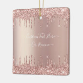 Roos Gouden Glitter Kerstversiering Aangepaste tek Keramisch Ornament (Links)