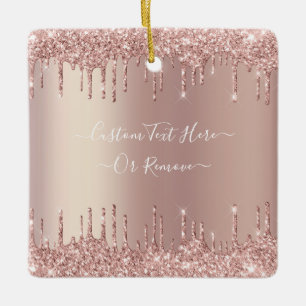 Roos Gouden Glitter Kerstversiering Aangepaste tek Keramisch Ornament