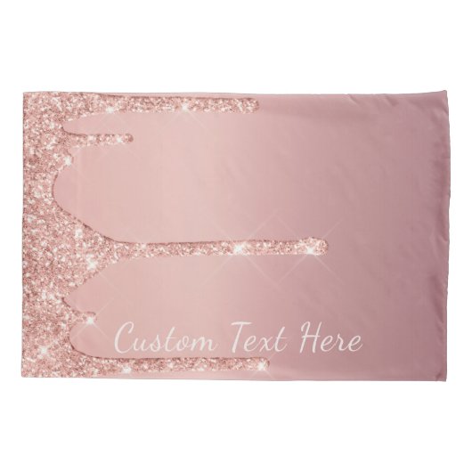 Roos Gouden Glitter Kussen Hoesje met Aangepaste T Kussensloop (Achterkant)