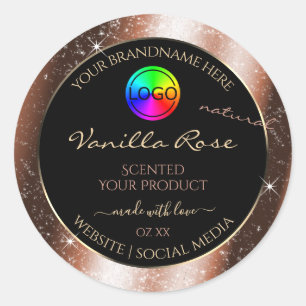 Roos Gouden Glitter Lijst Product Label met Logo