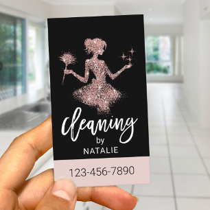 Roos Gouden Glitter Maid House Schoonmaakservice Visitekaartje