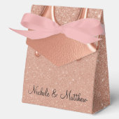 Roos Gouden Glitter & Metallic Druppels Wedding Bedankdoosjes (Voorkant)