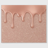 Roos Gouden Glitter & Metallic Druppels Wedding Cadeaupapier (Vlak)