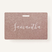 Roos Gouden Glitter Metallic Girly Sparkly Badge (Voorkant)