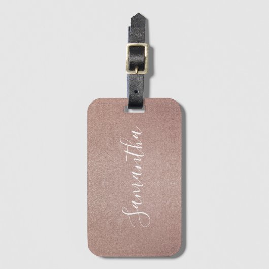 Roos Gouden Glitter Metallic  Girly Sparkly Bagagelabel (Voorkant (verticaal))