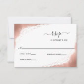 Roos gouden glitter modern elegant bruiloft RSVP kaartje (Voorkant)