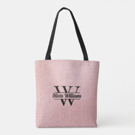Roos gouden glitter monogram | Girly Modern Sparkl Draagtas