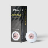 Roos gouden glitter monogram | Girly Modern Sparkl Golfballen (Verpakking)