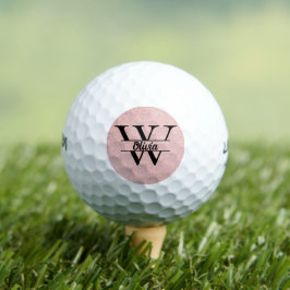 Roos gouden glitter monogram | Girly Modern Sparkl Golfballen