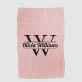 Roos gouden glitter monogram | Girly Modern Sparkl Golfhanddoek (Voorkant)