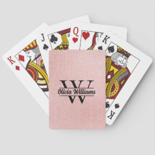 Roos gouden glitter monogram   Girly Modern Sparkl Pokerkaarten