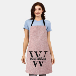 Roos gouden glitter monogram | Girly Modern Sparkl Schort