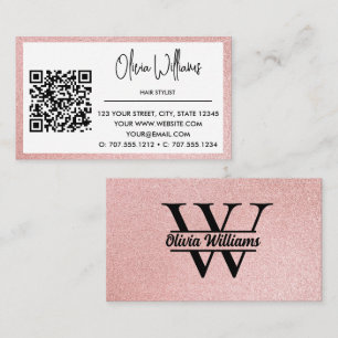 Roos gouden glitter monogram Girly Modern Sparkl Visitekaartje