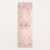Roos gouden glitter monogram initialen roze yogamat (Voorkant)