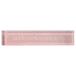 Roos gouden glitter monogram luxe naambordje