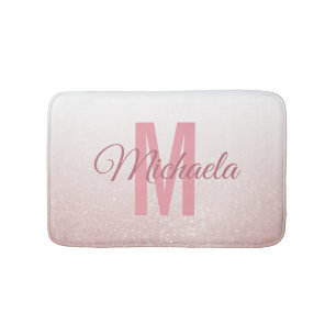 Roos Gouden Glitter Monogram Modern Elegant Girly Badmat