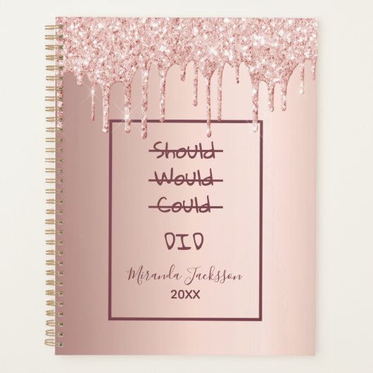 Roos gouden glitter motivatie offerte planner (Voorkant)